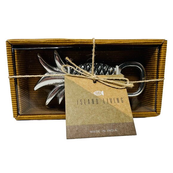 Island Living Bottle Opener Metal Silver Pineapple Drink Cocktail - Picture 1 of 3